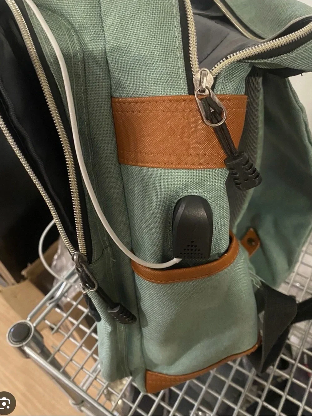 Men's Green Everyday Backpack with Brown Accents